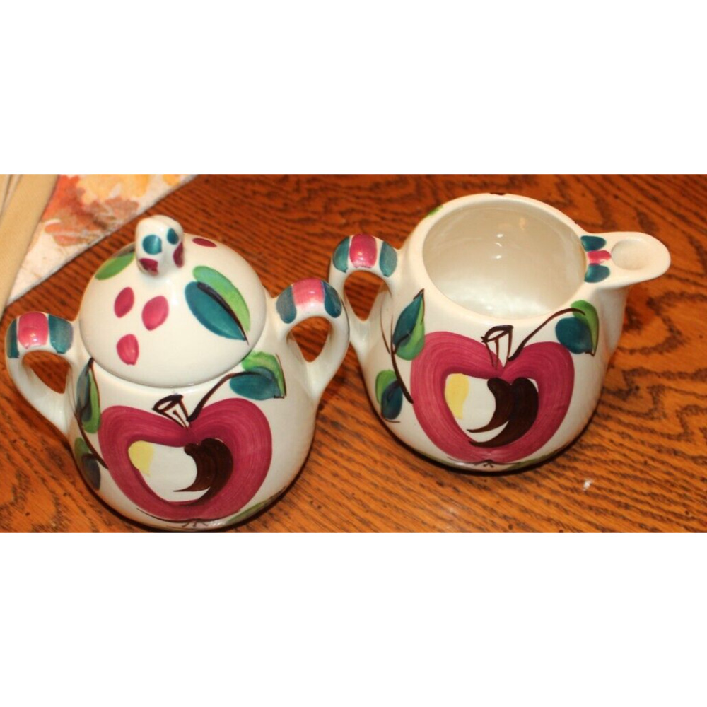 VINTAGE PURINTON APPLE CREAMER AND SUGAR BOWL